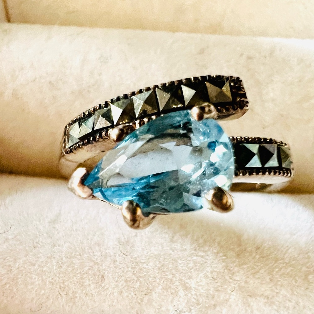 Marcasite and topaz ring
